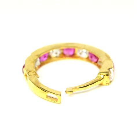 Cute 14k Yellow Gold Pink and White stones in Indian Style for Women N ...
