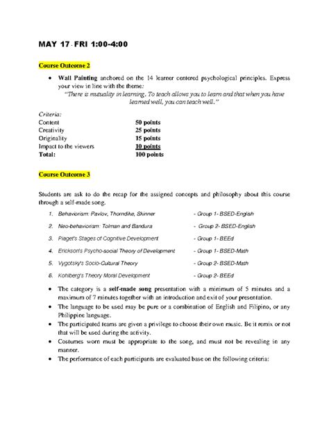 Image result for Culmination Program Sample