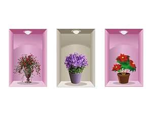 SD Decals: Colorful Flower Pot Wall Sticker – Self-Adhesive Vinyl Wall ...
