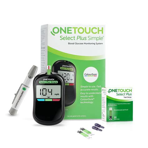 Onetouch Select Plus Simple Glucometer Machine - FREE 10 Test Strips ...