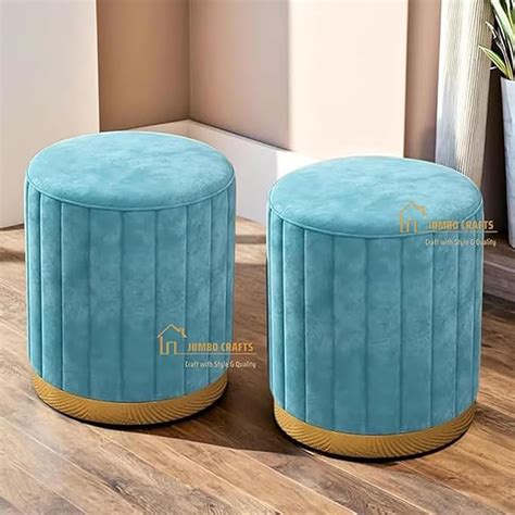 JUMBO CRAFTS Ottoman Stool for Living Room Sitting Pouffes Upholstered ...