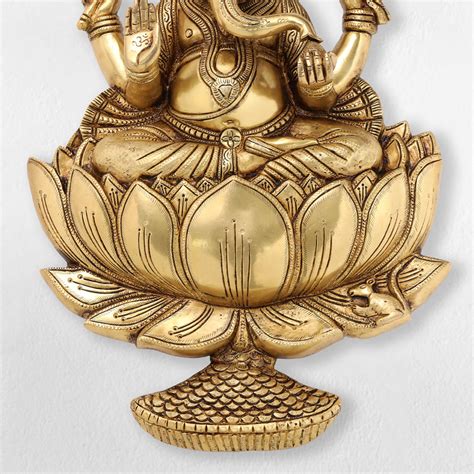 Brass Ganesha Or Lakshmi Lotus Wall Hanging (19 Inch) – Vedansh Craft