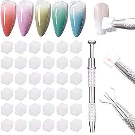 100Pcs Soft Sponges Gradient Coloring Nail Sponge Grippers Mini ...