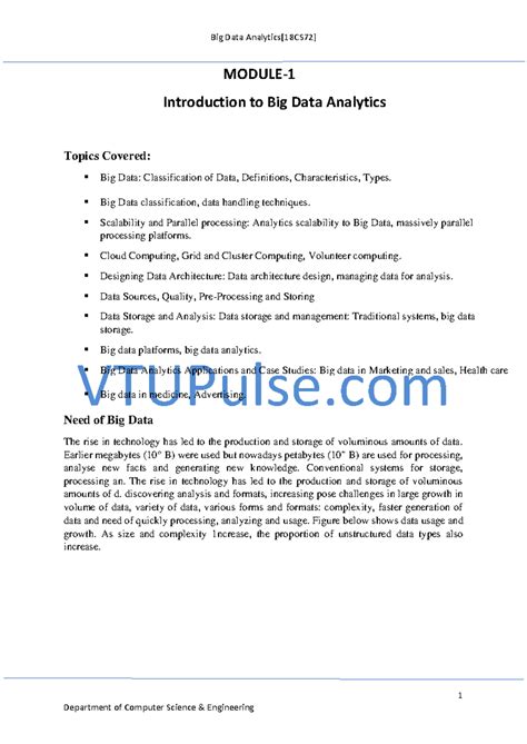BDA-MOD1: Introduction to Big Data Analytics Notes for VTUPulse - Studocu