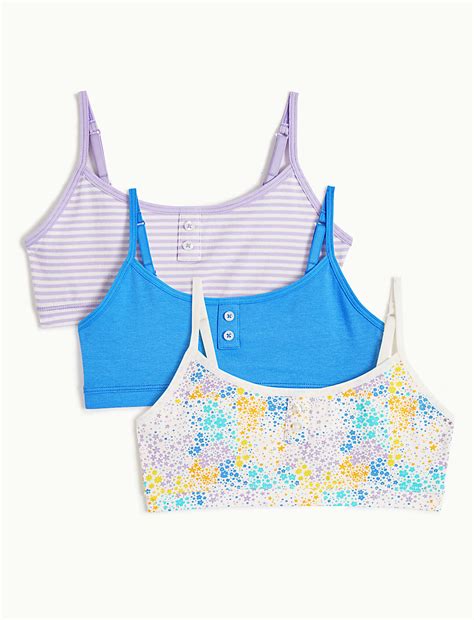 Buy 3pk Cotton Rich Printed Cropped Tops at Marks & Spencer