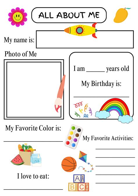 All About Me Preschool Template