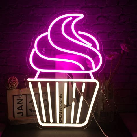 FAXFSIGN Cupcake Neon Sign Led Pink Warm White Neon Lights for Wall ...