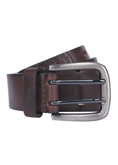 Get Leather Coffee Double Buckle Belt at ₹ 849 | LBB Shop