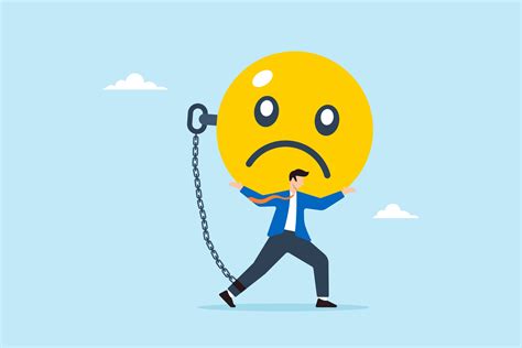 Depressed businessman carries burdened sad face with heavy chain ...