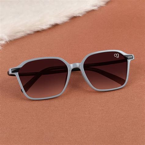 Buy Peach Pop Light Grey & Black Square Kids Sunglasses - Woggles