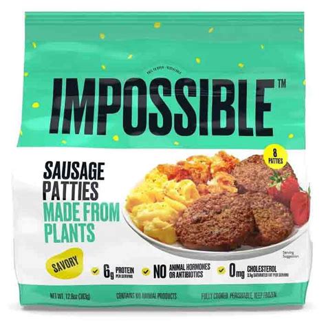 Impossible Foods Plant Based Savory Sausage Patties,12.8 oz, 8 Count ...
