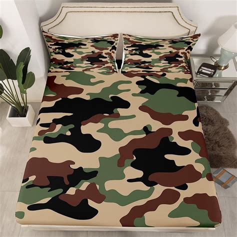 Amazon.com: Camouflage Bed Sheets for Kids, Army Green Camo Fitted ...