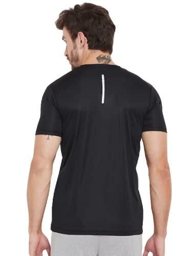Buy NAKED SLEEVE Men's Black Round Neck Half Sleeves Solid Active Wear ...