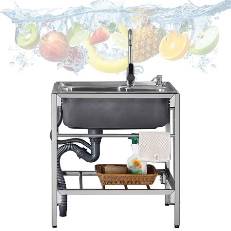 Freestanding Laundry Utility Sink Set With Bracket And Drainage Kit ...