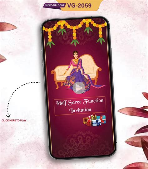Half Saree Function Online Video Invitations | Traditional South India ...