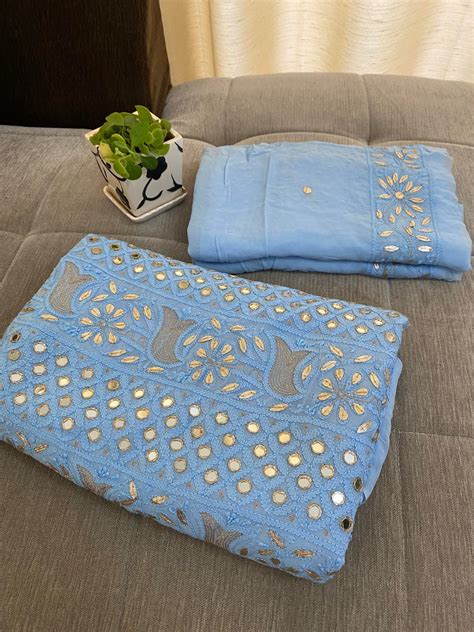 Blue Mirror & Gota Patti Chikankari Suit – Dress365days