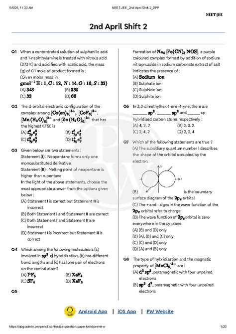 JEE Mains 2025 - April Shift 2 Detailed Solutions and Answer Key - Studocu