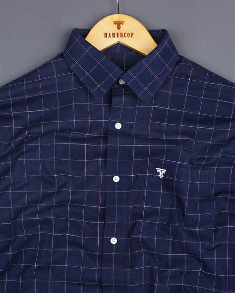 Harbin Blue With White And Red Check Amsler Linen Shirt – Hamercop
