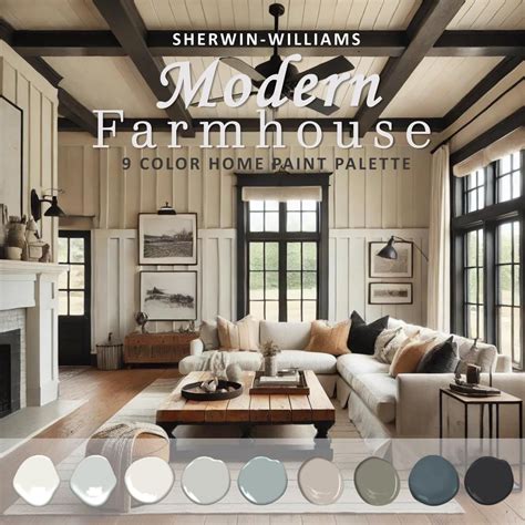 Modern Farmhouse Paint Color Palette, Sherwin Williams, Joanna Gaines ...
