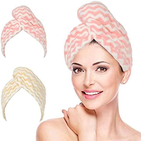 Avanlin Microfiber Hair Towel Wraps Pink Stripe Hair Turban Drying Hair ...