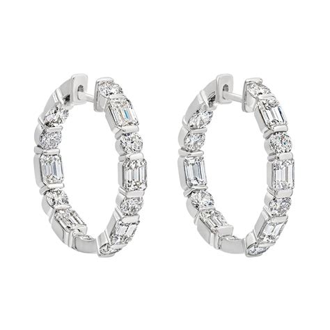 Emerald Cut Diamond Hoop Earrings For Sale at 1stDibs | emerald cut ...