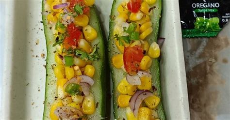 Sweet corn chat in cucumber boat Recipe by Archana Agrawal - Cookpad