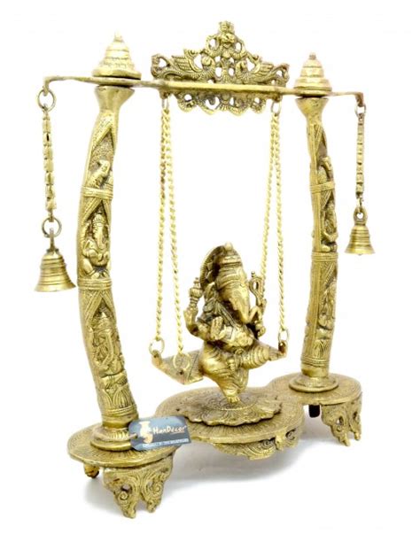 Buy Handcrafted Tuskar Design Ganesha on Swing Jhoola Showpiece Brass ...