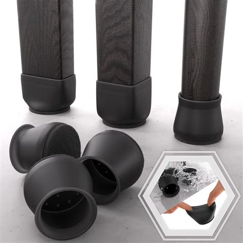Buy Midnight Black Silicone Chair Leg Floor Protectors with Felt Pads ...