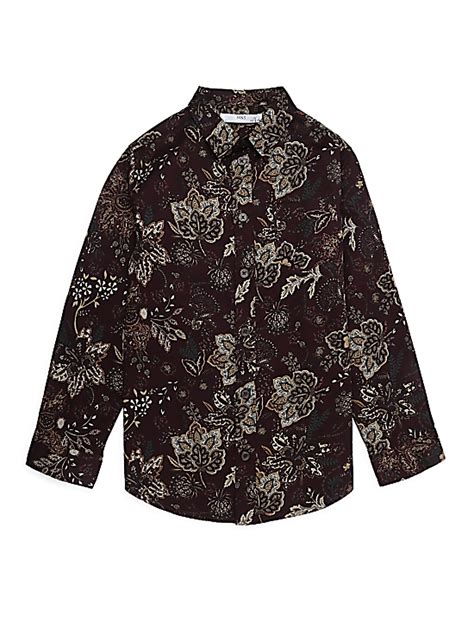 Buy Cotton Mix Floral Print Spread Collar Shirt at Marks & Spencer