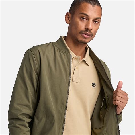 Durable Water Repellent Bomber Jacket for Men in Green