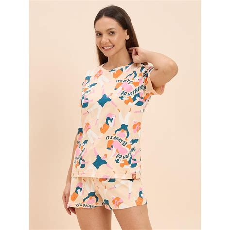 Buy Sweet Dreams Peach Bliss T-Shirt & Shorts (Set of 2) Online