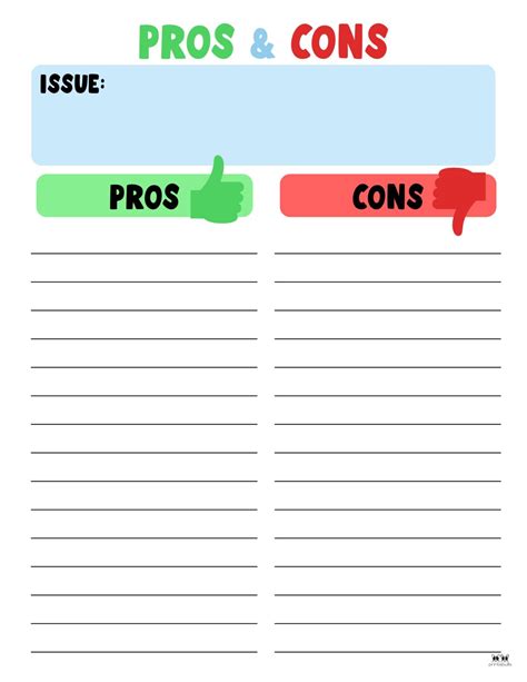 Pros And Cons List Template - prntbl.concejomunicipaldechinu.gov.co