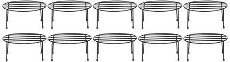 Amazon Brand - Solimo Metal Flower Pot Stand (White, Set of 10, Round ...