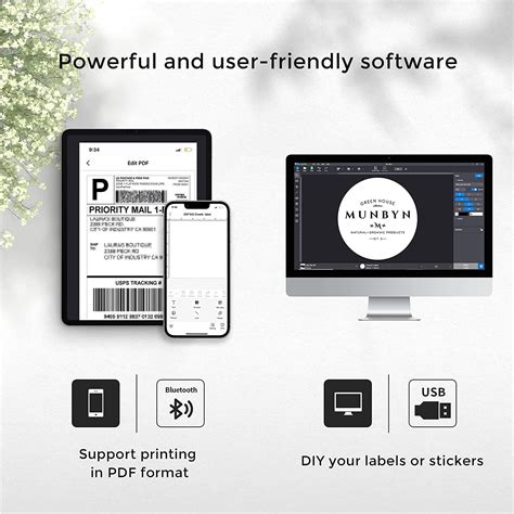 Buy MUNBYN Pink Bluetooth Wireless Label Printer & Pink Label Holder ...