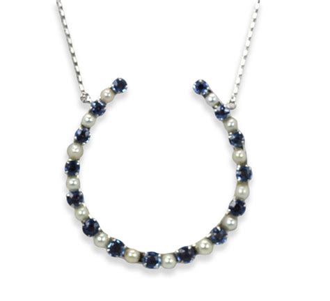Pearl & Sapphire Good Luck Horseshoe Necklace - Cris Notti Jewels ...