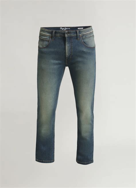 Vapour Dark Blue Mid Rise Slim Fit Powerflex Jeans | Pepe Jeans India
