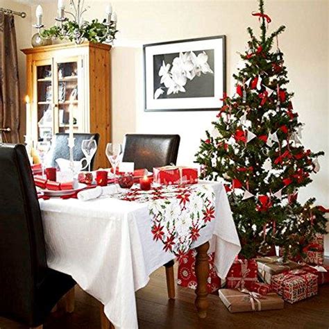 Christmas Embroidered Table Runner, Luxury Holly Poinsettia Table Runn – Lasercutwraps Shop