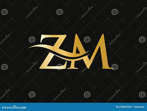 Premium Letter ZM Logo Design with Water Wave Concept. ZM Letter Logo ...