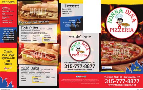 Menu - Brownville NY's Nonna Dina Pizzeria | Sirved