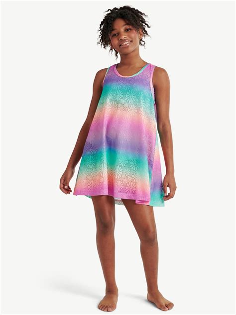 Justice Girls Crochet Swimsuit Cover Up Dress with Keyhole Back, Sizes ...