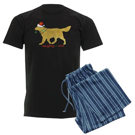 CafePress - Naughty Christmas Golden Retriever Pajamas - Men's Dark ...