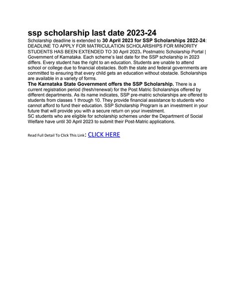 SSP Scholarship Status 2023-24 | Apply Online, Last Date | Pre and Post ...