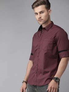 Roadster Men Solid Casual Maroon Shirt - Buy Roadster Men Solid Casual ...