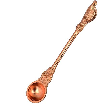 KESAR ZEMS Copper Achmani Spoon, for Pooja Size: 6 Inch Set of 3 Pcs ...