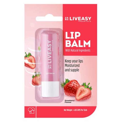 Buy LIVEASY ESSENTIALS STRAWBERY FLAVOUR LIP BALM 4.8GM Online & Get ...