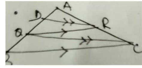 In a triangle ABC , QR parallel to BC , DR parallel to CQ , AD = 9cm ...
