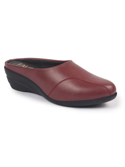 Buy Women Maroon Formal Back Open Wedge Heel Slip On Mule