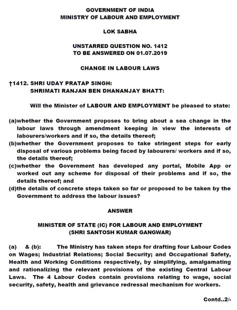 CHANGE IN LABOUR LAWS :: LS - Q & A (01-07-2019)