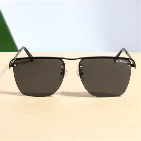Buy Heldish Black Square Sunglasses - Classic Style with UV Protection ...