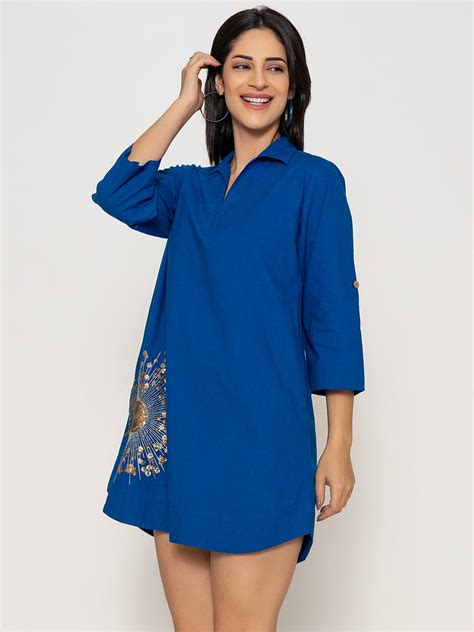FRONT COPPER GOLD SEQUENCE EMBROIDERED SHIRT DRESS – Siddhaarth Oberoi ...